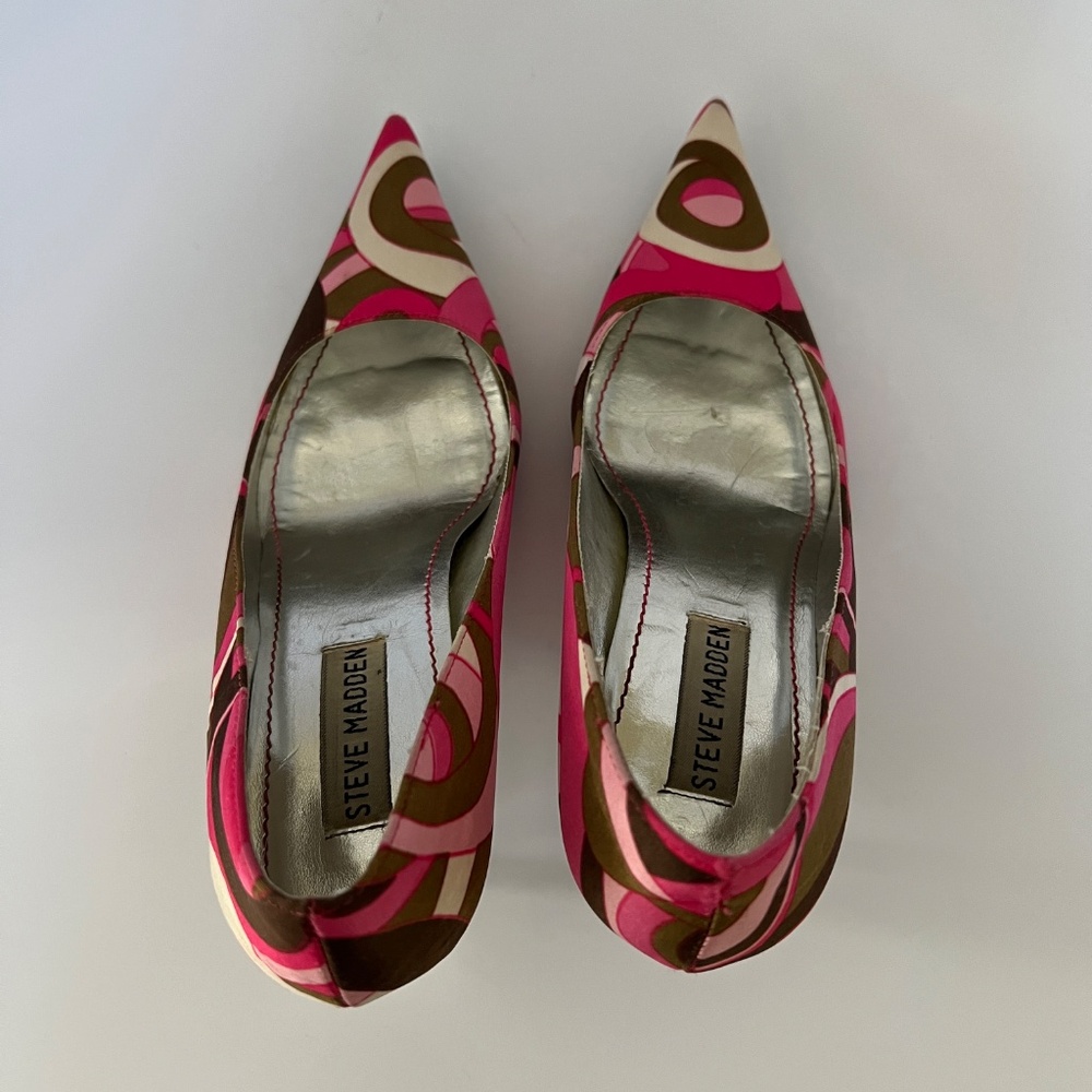 Steve Madden Chelsee Stain Pump Multi Pointed Toe Silver Heels Shoes Sz 6.5 M - Picture 10 of 12